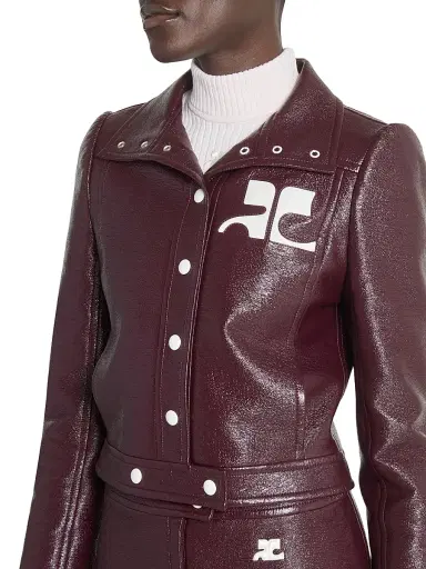 Courreges Women's Reedition Vinyl Jacket - Burgundy | Thumbnail 6