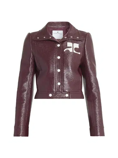 Courreges Women's Reedition Vinyl Jacket - Burgundy | Thumbnail 1