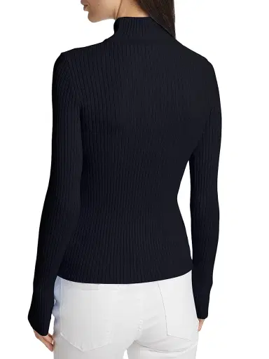 Courrèges Women's Re-Edition Rib-Knit Turtleneck Top - Navy | Thumbnail 5