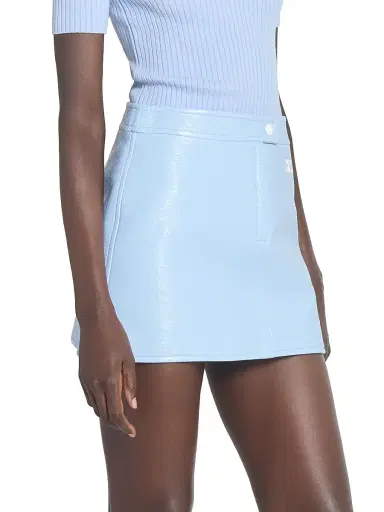 Courrèges Women's Reedition Vinyl A-Line Miniskirt - Sky | Thumbnail 4 Courrèges Women's Reedition Vinyl A-Line Miniskirt - Sky | Thumbnail 4