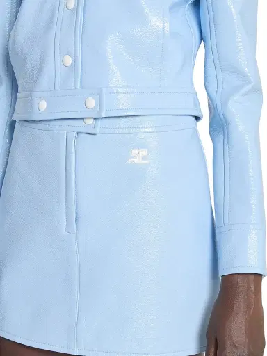 Courrèges Women's Reedition Vinyl A-Line Miniskirt - Sky | Thumbnail 6 Courrèges Women's Reedition Vinyl A-Line Miniskirt - Sky | Thumbnail 6
