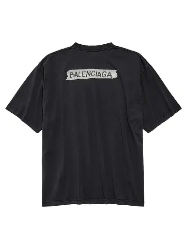 Balenciaga Men's Masking Tape Medium Fit T-Shirt - Faded Black - Size XXL | Thumbnail 2