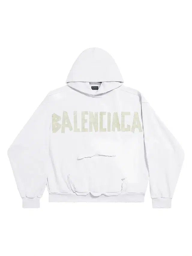 Men's Tape Type Ripped Pocket Hoodie - White
