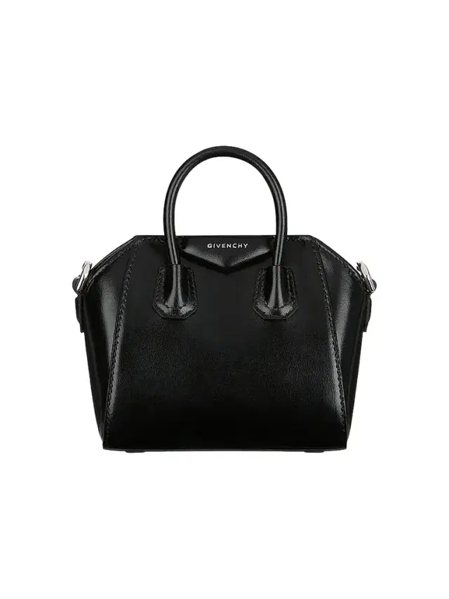 Women's Micro Antigona Top Handle Bag in Box Leather - Black