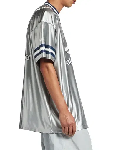 Balenciaga Men's 3B Football V-Neck Oversized T-Shirt - Grey White | Thumbnail 4 Balenciaga Men's 3B Football V-Neck Oversized T-Shirt - Grey White | Thumbnail 4