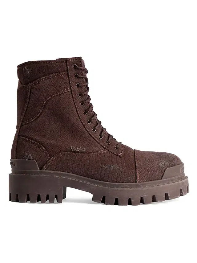 Balenciaga Men's Combat Strike Boots - Dark Brown