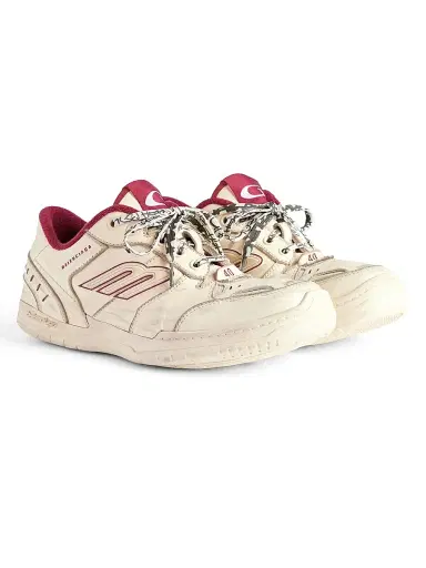 Balenciaga Men's Hamptons Medium Worn-Out Sneakers - Off White Red - Size 13 | Thumbnail 1 Balenciaga Men's Hamptons Medium Worn-Out Sneakers - Off White Red - Size 13 | Thumbnail 1