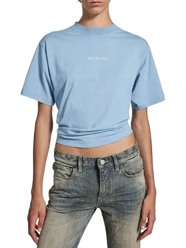 Balenciaga Women's Back T Shirt Medium Fit - Light Blue White | Thumbnail 6 Balenciaga Women's Back T Shirt Medium Fit - Light Blue White | Thumbnail 6