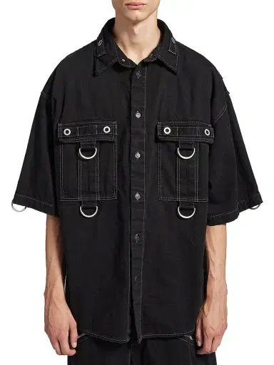 Balenciaga Men's D-Ring Cargo Shirt - Lightweight Black - Size XL | Thumbnail 4 Balenciaga Men's D-Ring Cargo Shirt - Lightweight Black - Size XL | Thumbnail 4