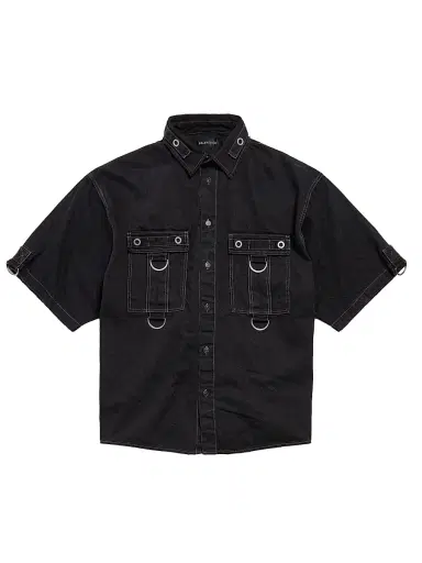 Balenciaga Men's D-Ring Cargo Shirt - Lightweight Black - Size XL | Thumbnail 1 Balenciaga Men's D-Ring Cargo Shirt - Lightweight Black - Size XL | Thumbnail 1