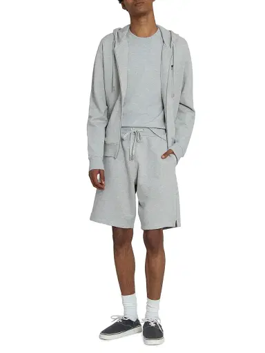 AMI Paris Men's Ami de Coeur Cotton Zip-Front Hoodie - Gris Cendre Chine | Thumbnail 2