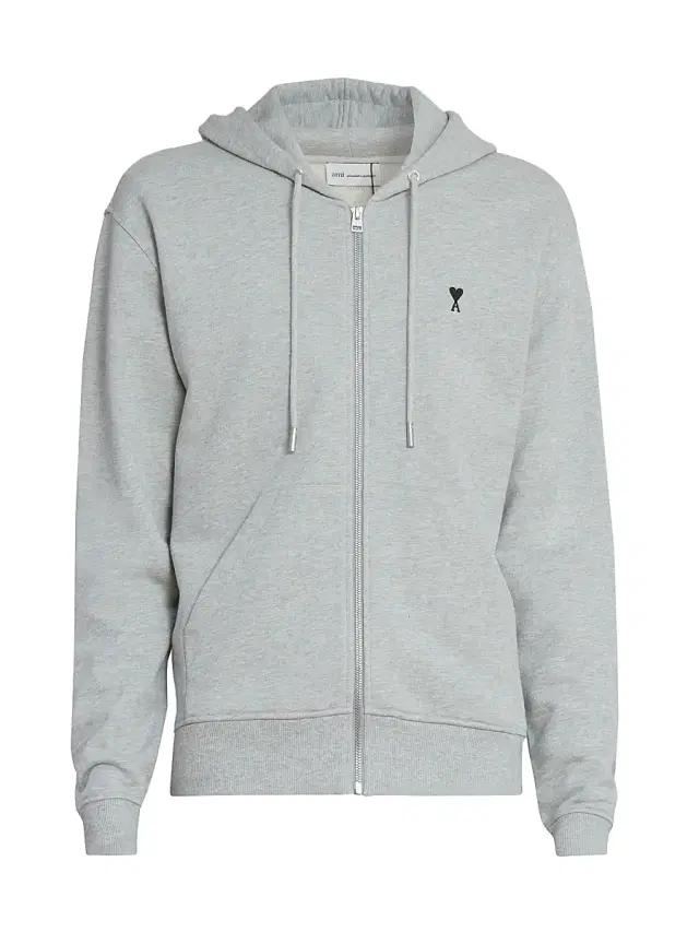 Men's Ami de Coeur Cotton Zip-Front Hoodie - Gris Cendre Chine