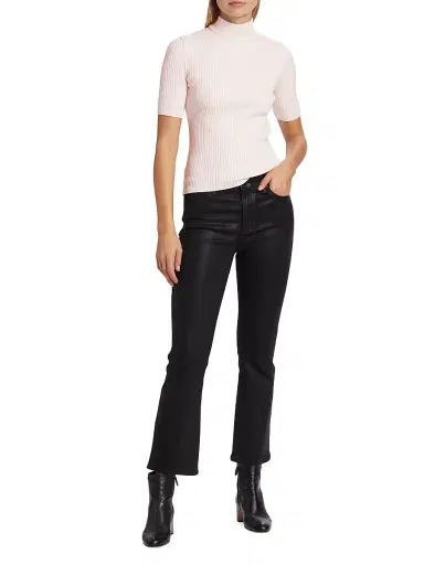 Courrèges Women's Reedition Rib-Knit Blouse - Pale Pink | Thumbnail 2