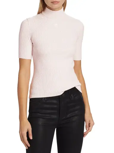 Courrèges Women's Reedition Rib-Knit Blouse - Pale Pink | Thumbnail 3