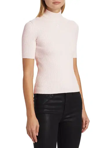 Courrèges Women's Reedition Rib-Knit Blouse - Pale Pink | Thumbnail 4