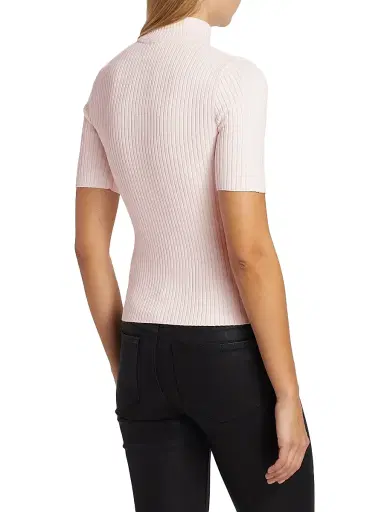 Courrèges Women's Reedition Rib-Knit Blouse - Pale Pink | Thumbnail 5