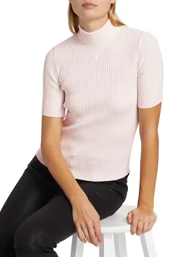 Courrèges Women's Reedition Rib-Knit Blouse - Pale Pink | Thumbnail 6