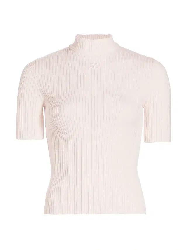 Women's Reedition Rib-Knit Blouse - Pale Pink