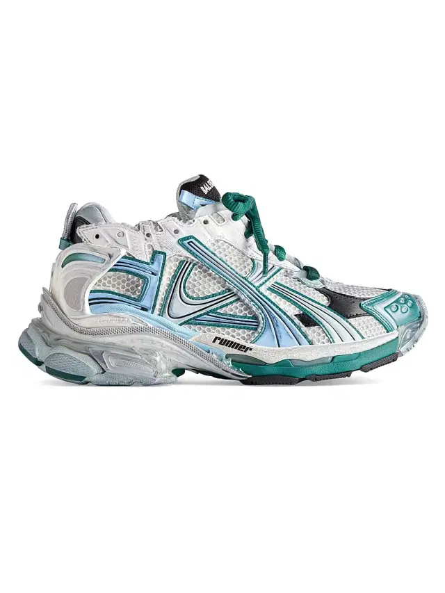 Balenciaga Men's Runner Gradient Sneakers - White Dark Green Blue