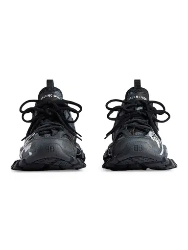 Balenciaga Men's Track Signature Sneakers - Black White - Size 12 | Thumbnail 4