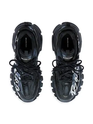 Balenciaga Men's Track Signature Sneakers - Black White - Size 12 | Thumbnail 5