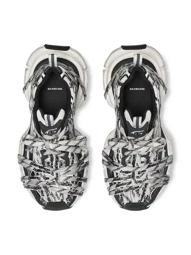 Balenciaga Men's 3XL Extreme Laces Logo Sneakers - White Black | Thumbnail 5 Balenciaga Men's 3XL Extreme Laces Logo Sneakers - White Black | Thumbnail 5