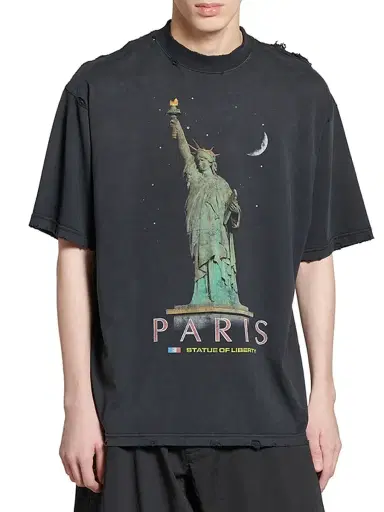 Balenciaga Men's Paris Liberty Medium Fit T-Shirt - Black | Thumbnail 3 Balenciaga Men's Paris Liberty Medium Fit T-Shirt - Black | Thumbnail 3