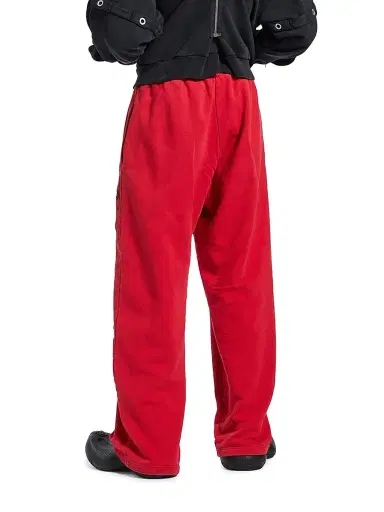 Balenciaga Men's Cursive Baggy Pants - Red Black - Size Small | Thumbnail 3