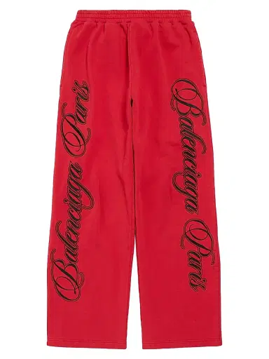 Balenciaga Men's Cursive Baggy Pants - Red Black - Size Small | Thumbnail 1