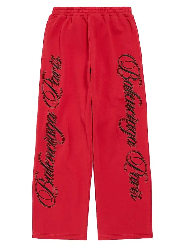 Balenciaga Men's Cursive Baggy Pants - Red Black