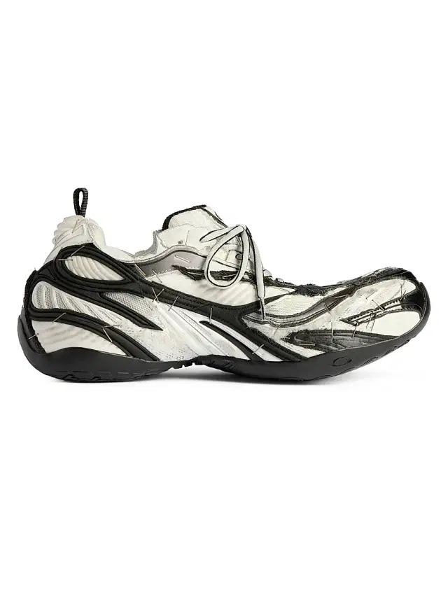 Balenciaga Men's Soleless Sneakers - Black White Silver