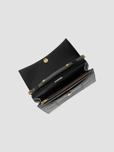 Balenciaga Women's Hourglass Wallet with Chain Crocodile Embossed | Thumbnail 2 Balenciaga Women's Hourglass Wallet with Chain Crocodile Embossed | Thumbnail 2