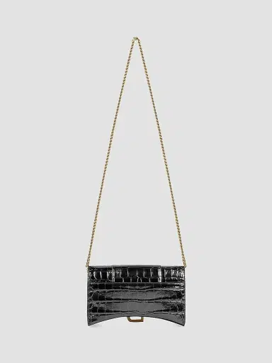 Balenciaga Women's Hourglass Wallet with Chain Crocodile Embossed | Thumbnail 4 Balenciaga Women's Hourglass Wallet with Chain Crocodile Embossed | Thumbnail 4
