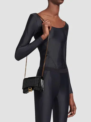 Balenciaga Women's Hourglass Wallet with Chain Crocodile Embossed | Thumbnail 5 Balenciaga Women's Hourglass Wallet with Chain Crocodile Embossed | Thumbnail 5