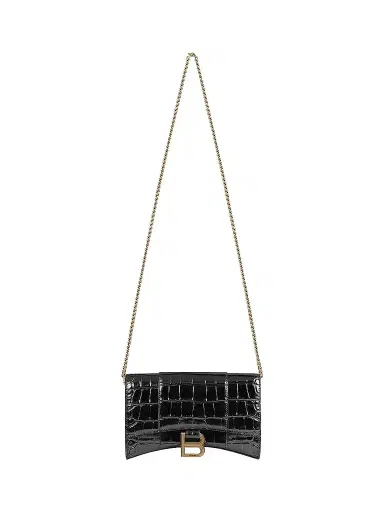 Balenciaga Women's Hourglass Wallet with Chain Crocodile Embossed | Thumbnail 1 Balenciaga Women's Hourglass Wallet with Chain Crocodile Embossed | Thumbnail 1