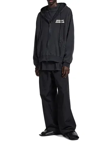 Balenciaga Men's Masking Tape Oversized Zip-Up Hoodie - Faded Black - Size XXL | Thumbnail 6 Balenciaga Men's Masking Tape Oversized Zip-Up Hoodie - Faded Black - Size XXL | Thumbnail 6
