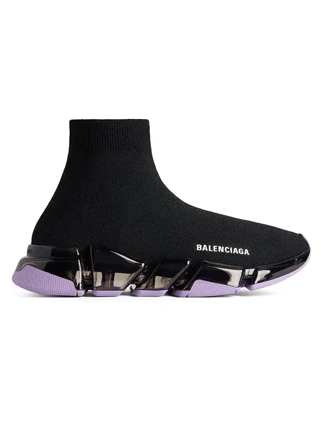 Balenciaga Women's Speed 2.0 Full Clear Sole Recycled Knit Sneakers - Black Lilac