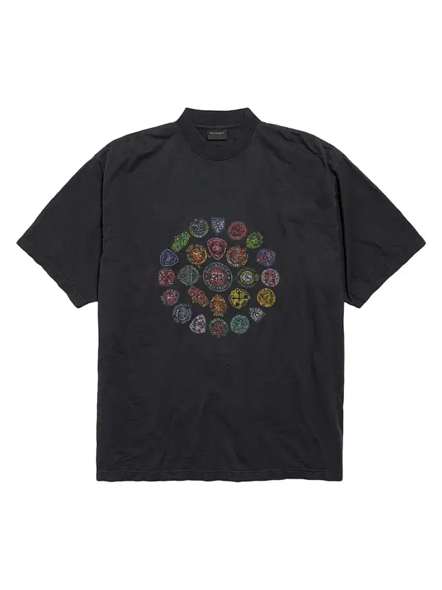 Balenciaga Men's Spiral Crest Medium Fit T-Shirt - Faded Black