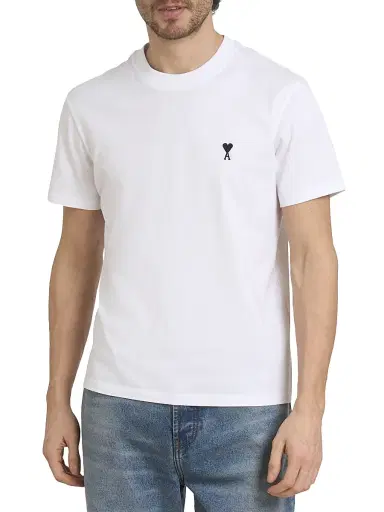 AMI Paris Men's Contrasted Ami de Coeur Cotton T-Shirt - White | Thumbnail 3 AMI Paris Men's Contrasted Ami de Coeur Cotton T-Shirt - White | Thumbnail 3