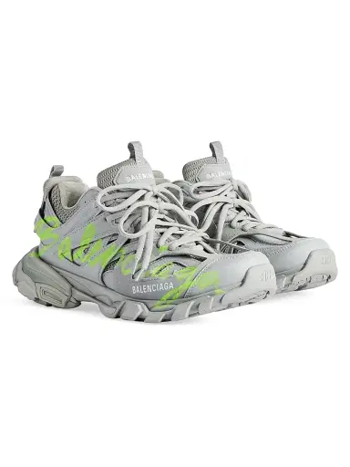 Balenciaga Men's Track Signature Sneakers - Grey Neon Yellow - Size 14 | Thumbnail 2 Balenciaga Men's Track Signature Sneakers - Grey Neon Yellow - Size 14 | Thumbnail 2