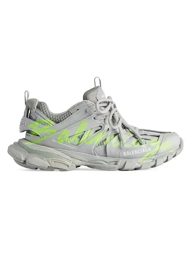 Balenciaga Men's Track Signature Sneakers - Grey Neon Yellow - Size 14 | Thumbnail 1 Balenciaga Men's Track Signature Sneakers - Grey Neon Yellow - Size 14 | Thumbnail 1