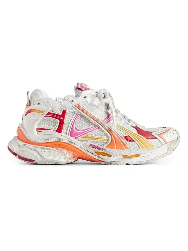 Balenciaga Women's Runner Sneakers - White Orange Pink