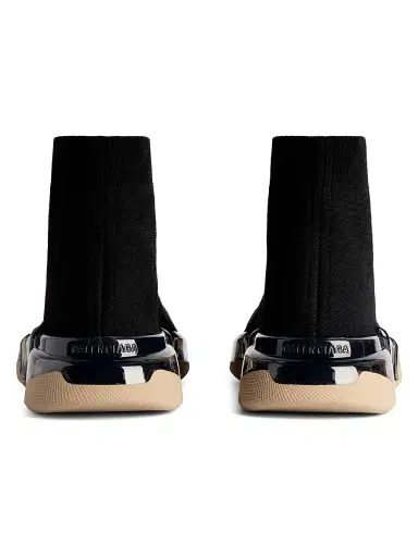Balenciaga Women's Speed 2.0 Full Clear Sole Recycled Knit Sneakers - Black Beige - Size 12 | Thumbnail 5