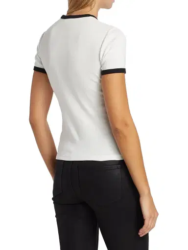 Courrèges Women's Reedition Contrast Cotton Tee - Heritage White Black | Thumbnail 5 Courrèges Women's Reedition Contrast Cotton Tee - Heritage White Black | Thumbnail 5