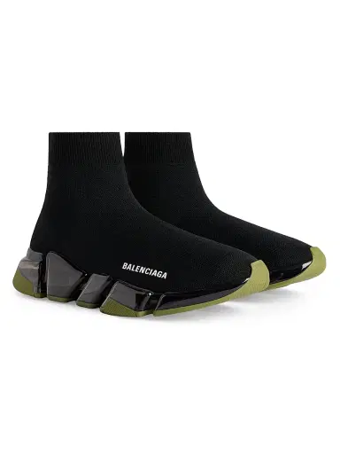 Balenciaga Men's Speed 2.0 Full Clear Sole Knit Sneakers - Black Khaki - Size 12 | Thumbnail 2 Balenciaga Men's Speed 2.0 Full Clear Sole Knit Sneakers - Black Khaki - Size 12 | Thumbnail 2