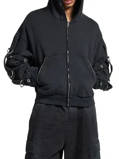 Balenciaga Men's D-Ring Cargo Zip-Up Hoodie - Faded Black - Size XXL | Thumbnail 5 Balenciaga Men's D-Ring Cargo Zip-Up Hoodie - Faded Black - Size XXL | Thumbnail 5