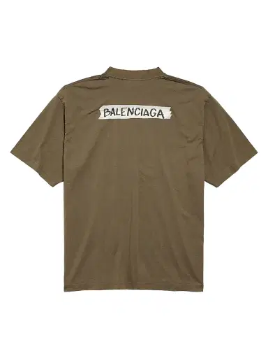 Balenciaga Men's Masking Tape Medium Fit T-Shirt - Khaki - Size XL | Thumbnail 2