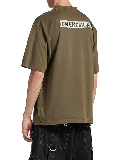 Balenciaga Men's Masking Tape Medium Fit T-Shirt - Khaki - Size XL | Thumbnail 5