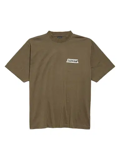 Balenciaga Men's Masking Tape Medium Fit T-Shirt - Khaki - Size XL | Thumbnail 1