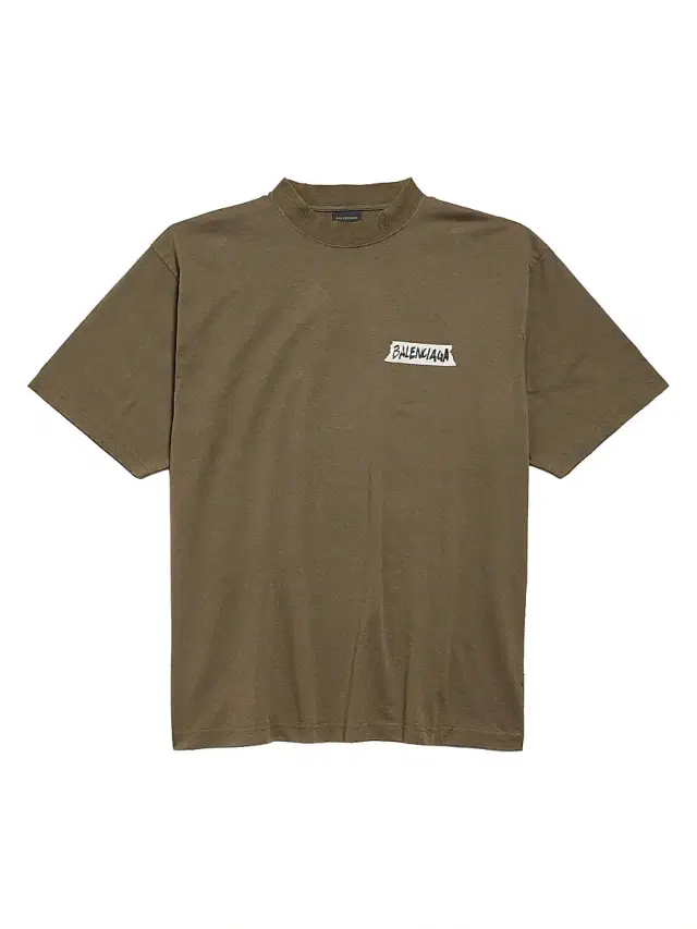 Balenciaga Men's Masking Tape Medium Fit T-Shirt - Khaki